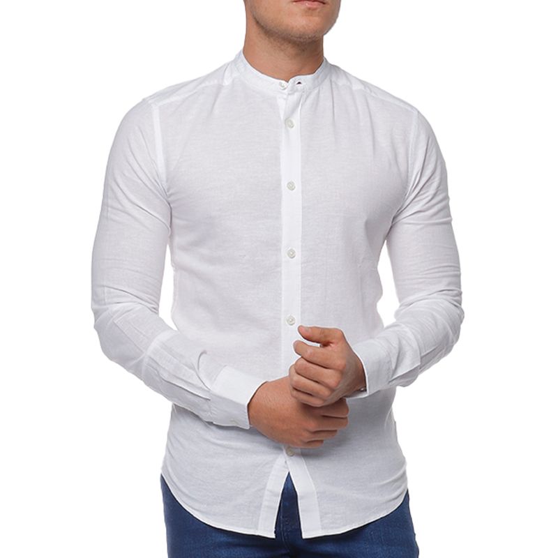 Camisa manga larga blanca para hombre sale