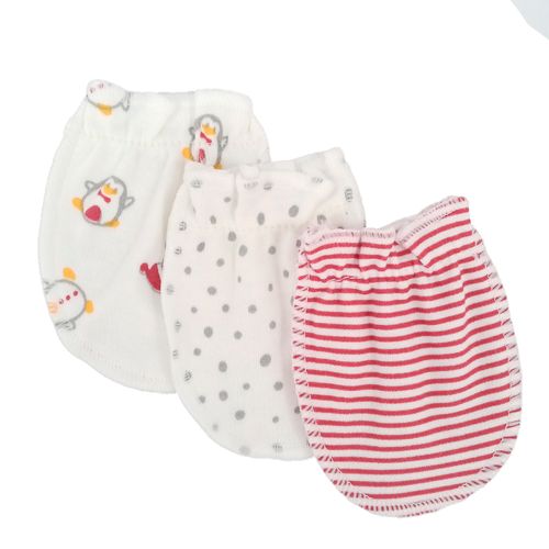 Set de 3 pares de guantes navideño multicolor con estampado para bebé niño