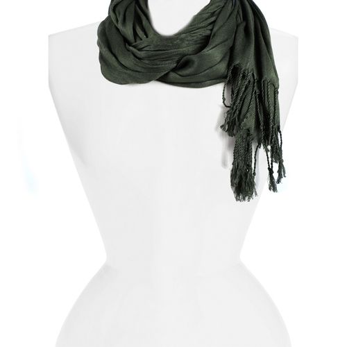 Bufanda olivo pashmina con fringe