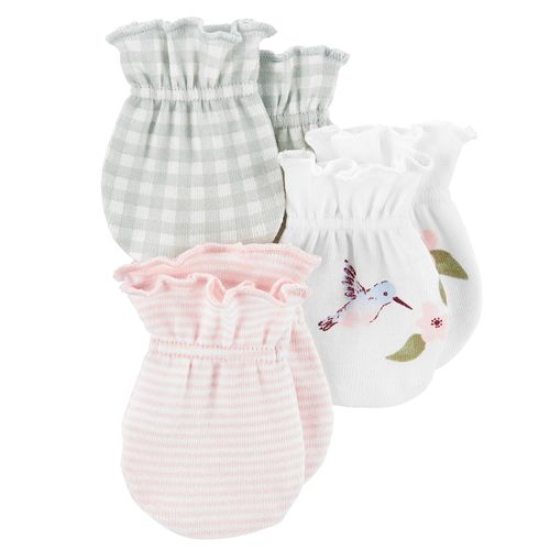 Set de 3 pares de guantes multicolor con estampado para niña