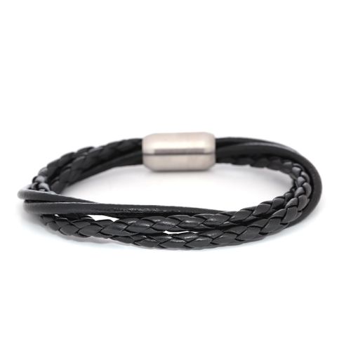 Pulsera trenzada de cuero negra