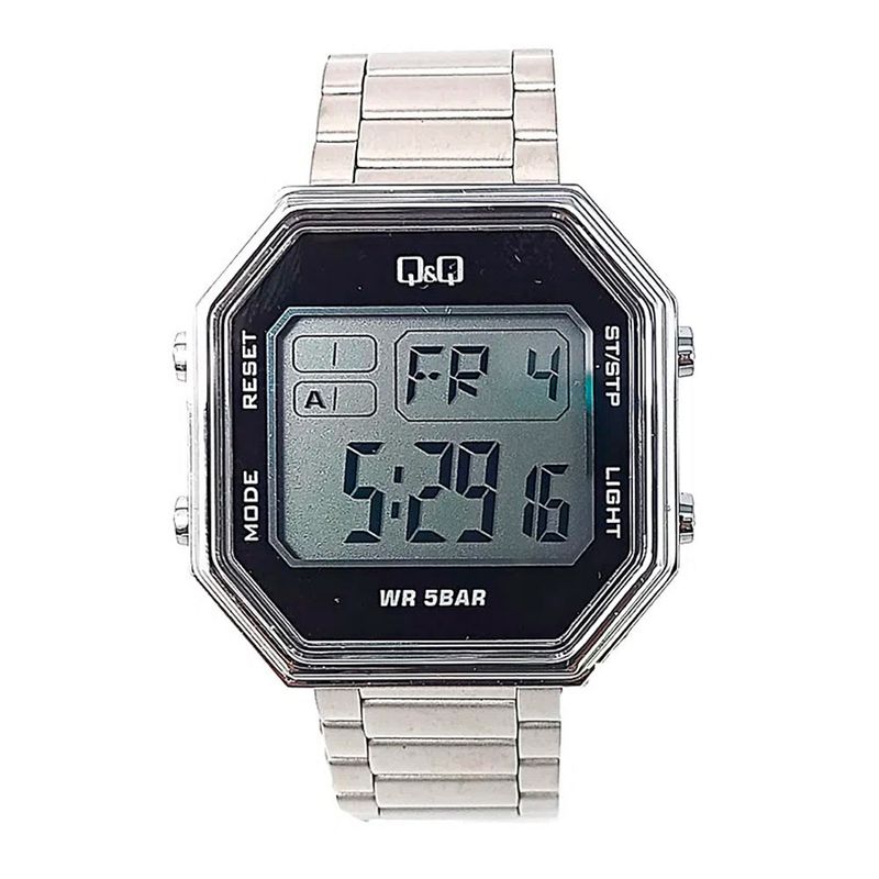 Reloj Q&Q digital metálico plateado para hombre