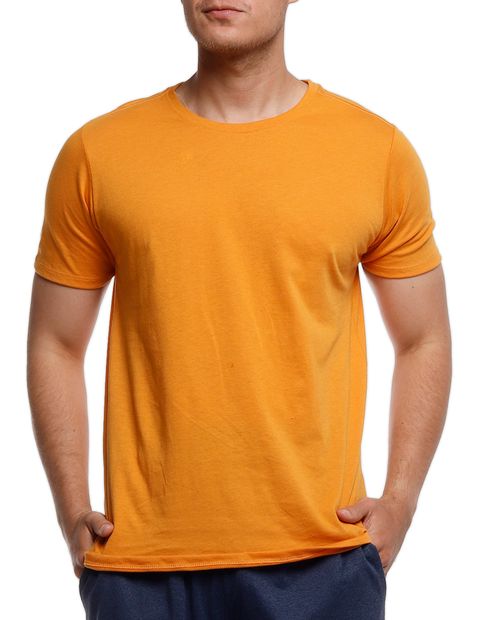 Camiseta deportiva sólida mostaza para hombre