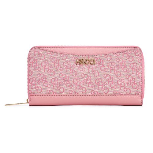 Billetera H&CO color rosa logo para mujer