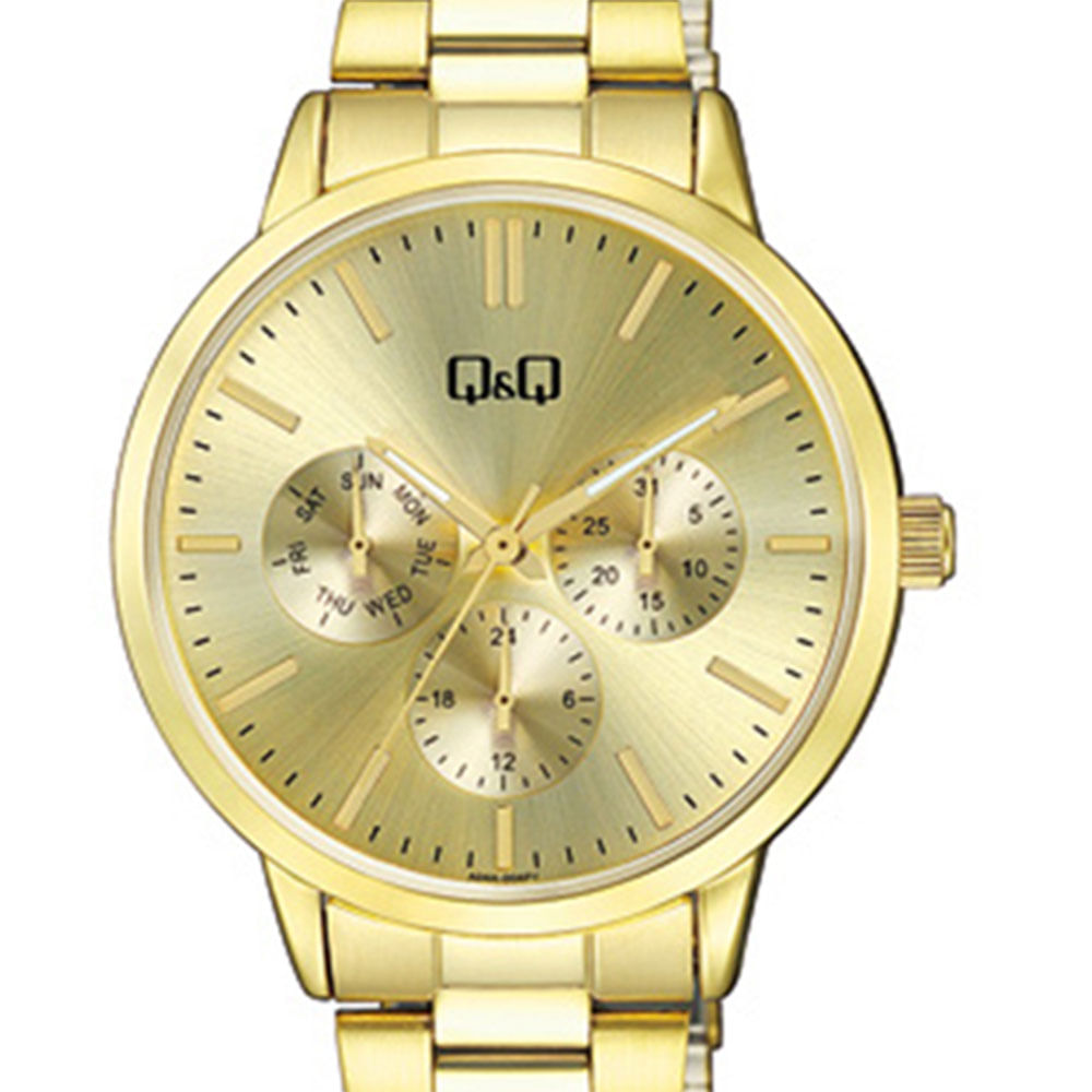 Reloj Q&Q análogo metálico dorado para mujer - Siman Guatemala