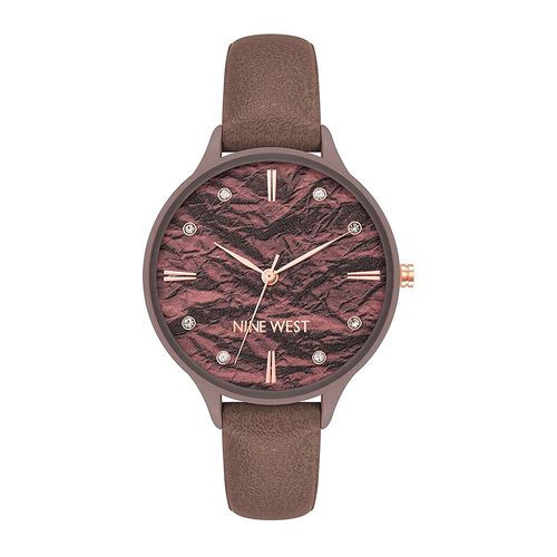 Reloj nine west análogo cuero café para dama