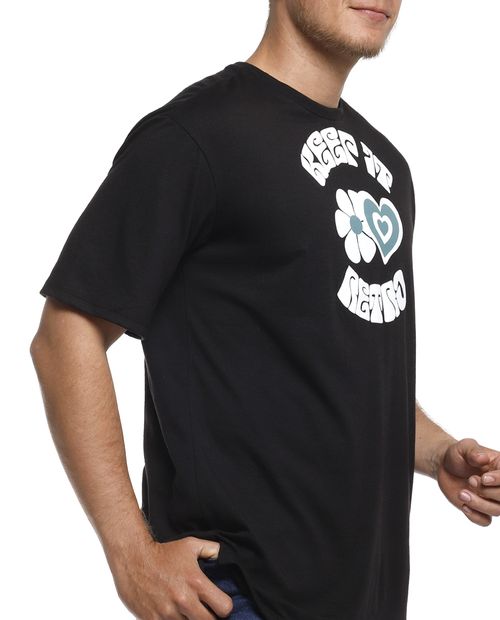 Camiseta casual negra con estampado hippie para caballero