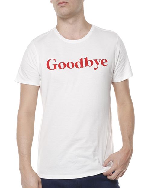 Camiseta estampada goodbye blanca para hombre