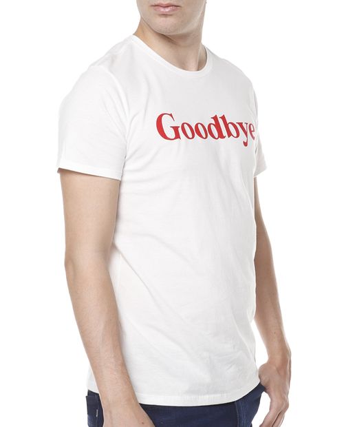Camiseta estampada goodbye blanca para hombre