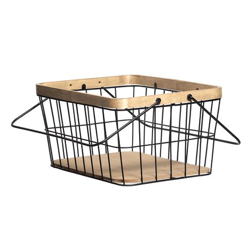 Cesta organizadora metálica y madera