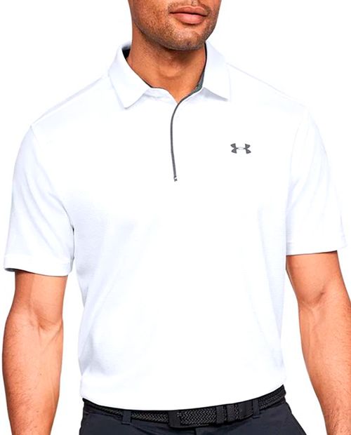 Camisa polo deportiva sólida blanca para hombre