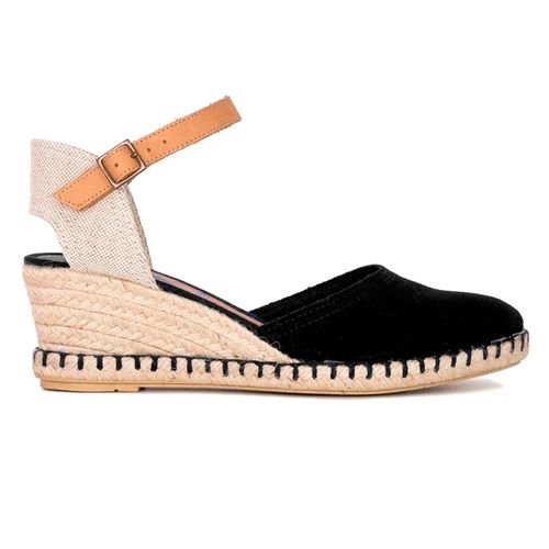Sandalia alpargata casual color negro para mujer