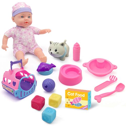 Grandex Muñeca Bebé con Mascota 12" Pulgadas