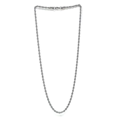 Cadena de acero plateada para hombre en caja