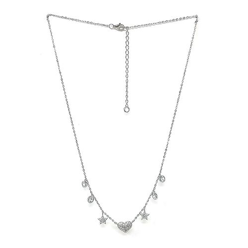 Cadena con dijes de plata plateada