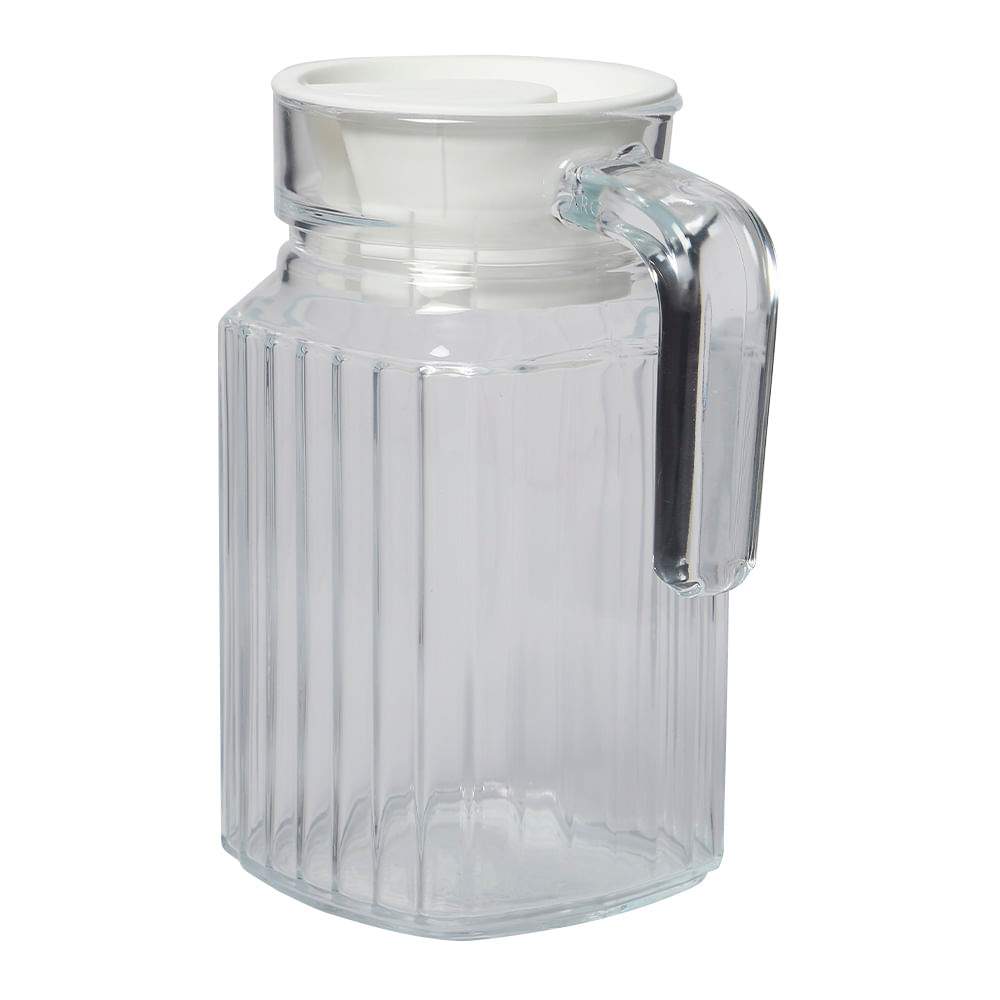 Jarra de vidrio con tapa con 2 tazas, jarra de vidrio duradera de 0.52  galones c