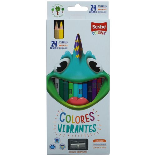 Caja de colores Scribe doble punta triangulares 12 unidades