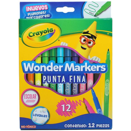 Caja 12 unidades marcadores wonder markers punta fina (lavable)