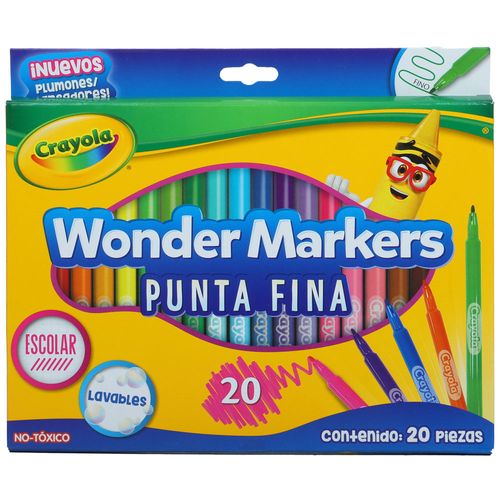 Caja 20 unidades marcadores wonder markers punta fina (lavable)