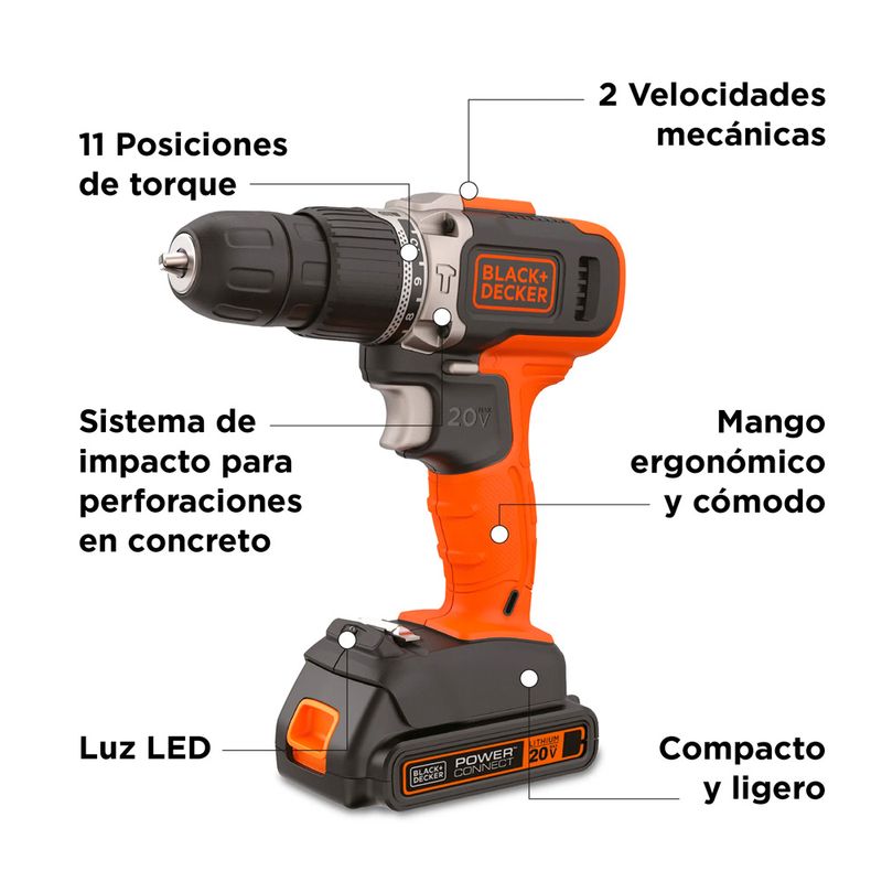 Taladro Atornillador De Impacto Inalambrico Black Decker 20v