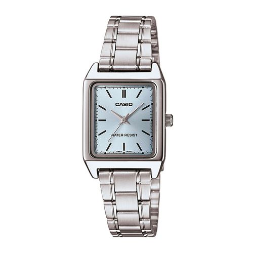 Reloj análogo metálico plateado para dama