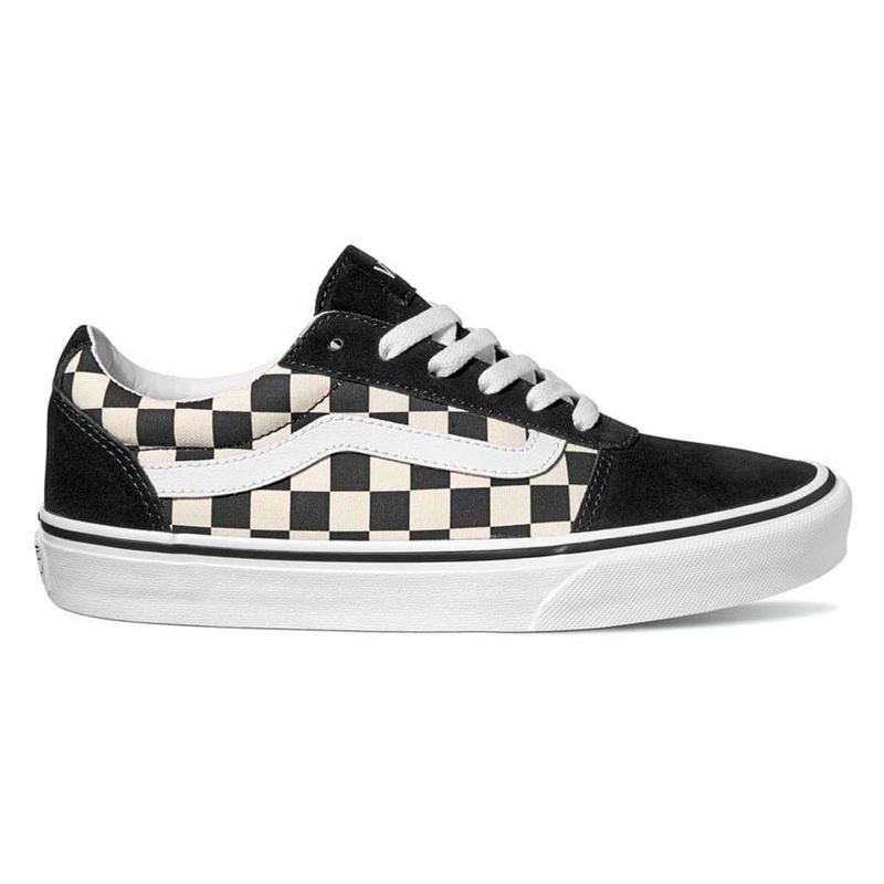 Zapato deportivo casual Vans blanco con negro para mujer Siman El Salvador