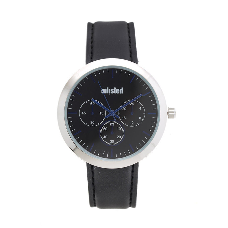 Reloj análogo cuero negro hombre