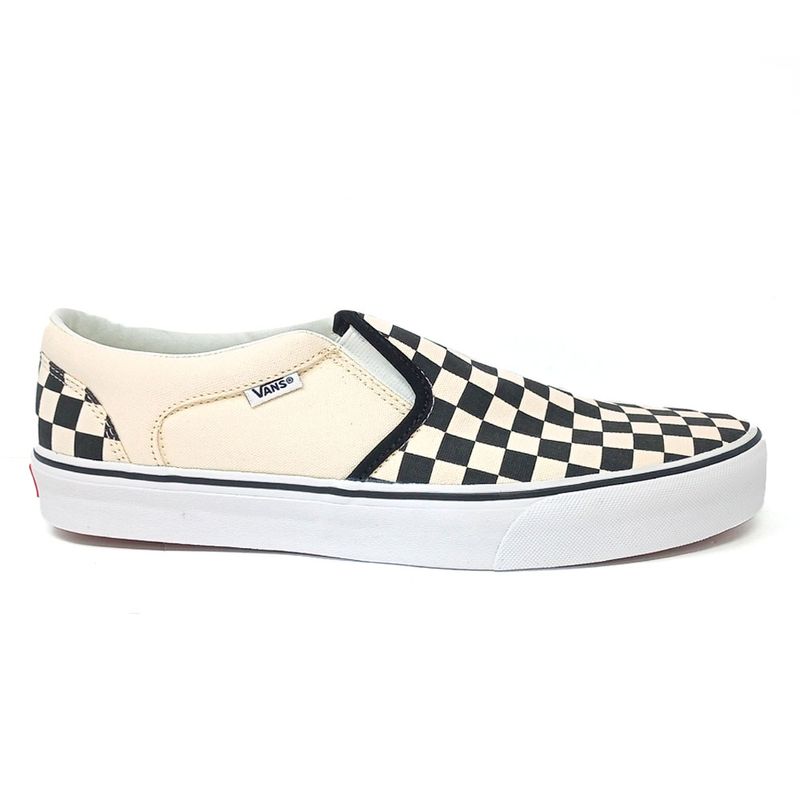 Zapatos vans slip on cuadros outlet blancos