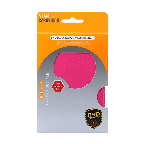 Porta pasaporte anti escaneo rosado