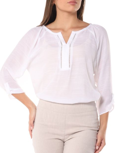 Blusa VS Sport formal mangas roll up blanca para mujer