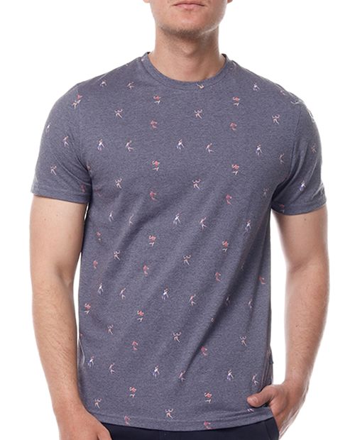 Camiseta gris heather mini print para hombre
