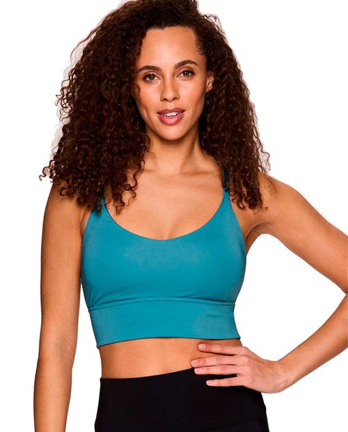 Top deportivo RBX de tirantes celeste para mujer