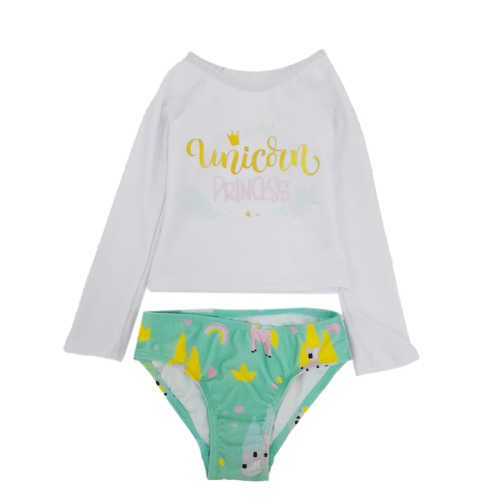 Traje de baño 2 pieza multicolor con estampado para niña