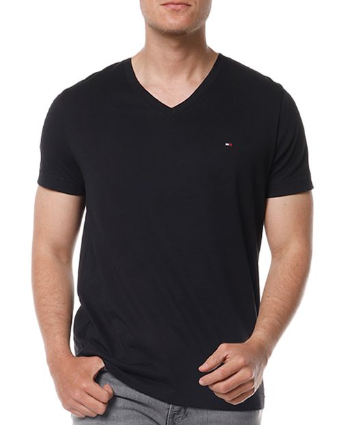 Tommy Hilfiger Camiseta básica negra para hombre