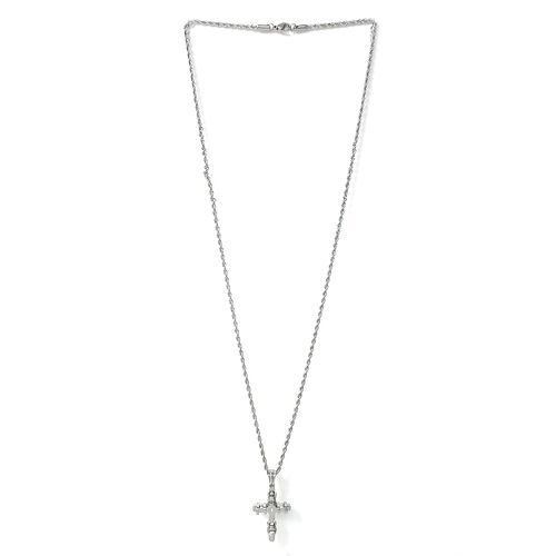 Cadena con dije plateado para hombre en caja