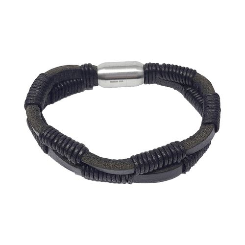Pulsera de cuero negro para hombre