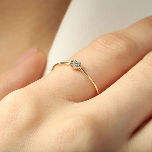 Anillo Corazón con diamantes Oro14k