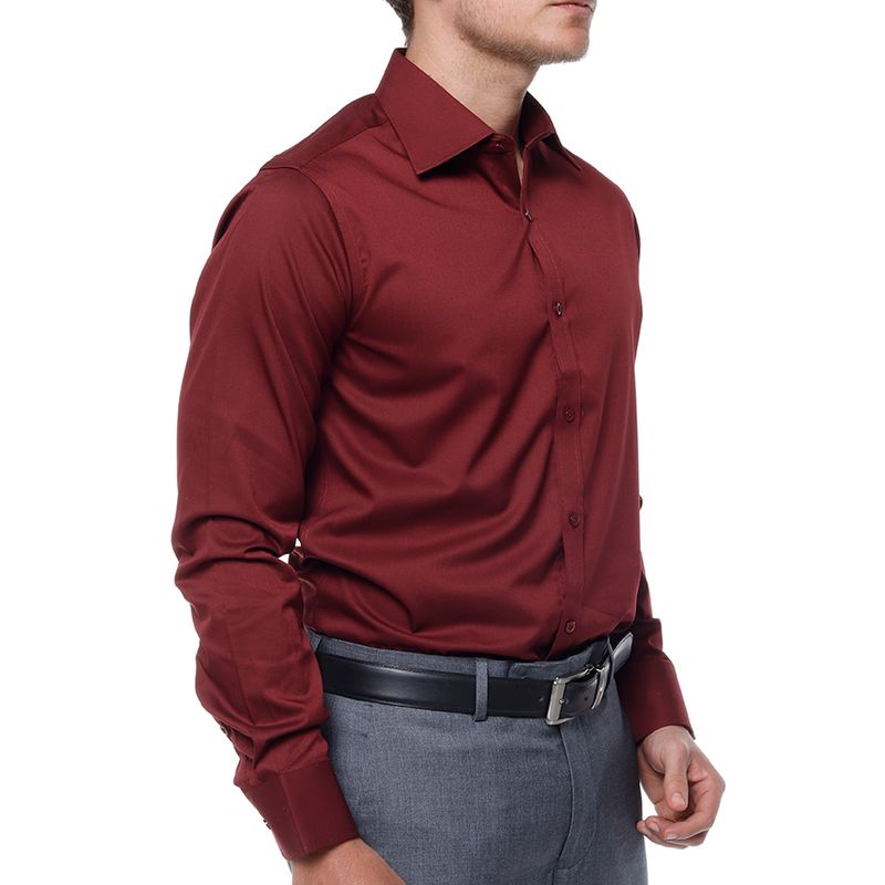 Camisa slim fit roja sólida para hombre - Siman Guatemala