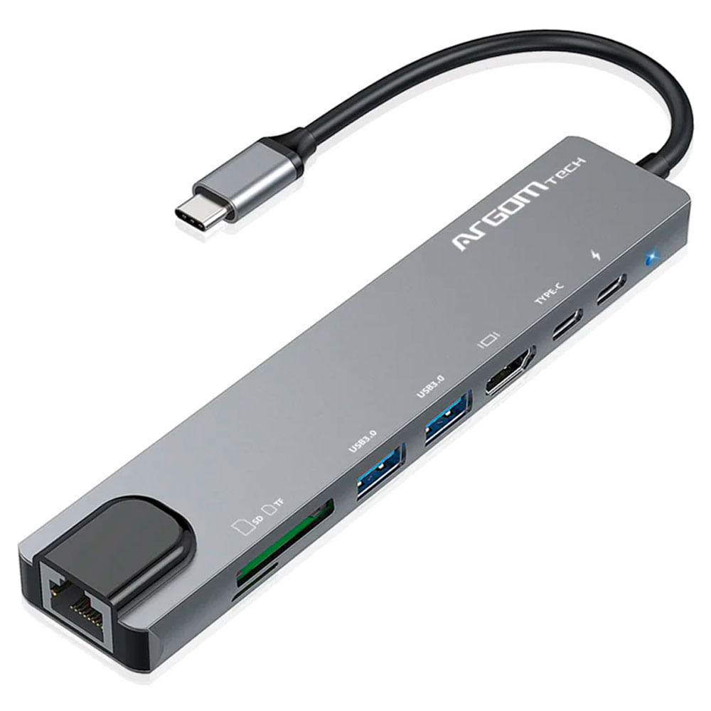 Un concentrador tipo c 8 en 1 de axess con transferencia de pd de 100 w