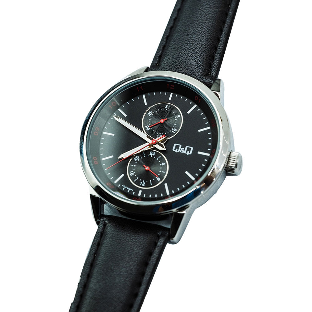 Reloj Q&Q análogo cuero negro para hombre - Siman Nicaragua