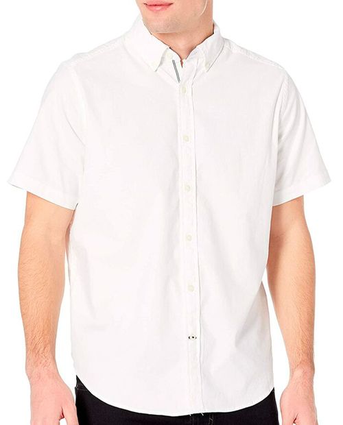 Nautica Camisa casual blanca sólida para hombre