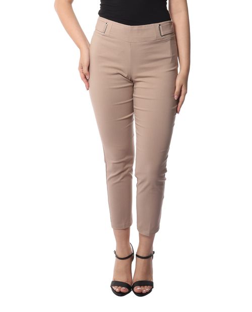 Pantalón Retrology pull on beige de cintura alta para mujer