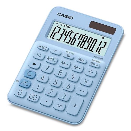 Calculadora de mesa compacta mini celeste 12 dígitos Casio