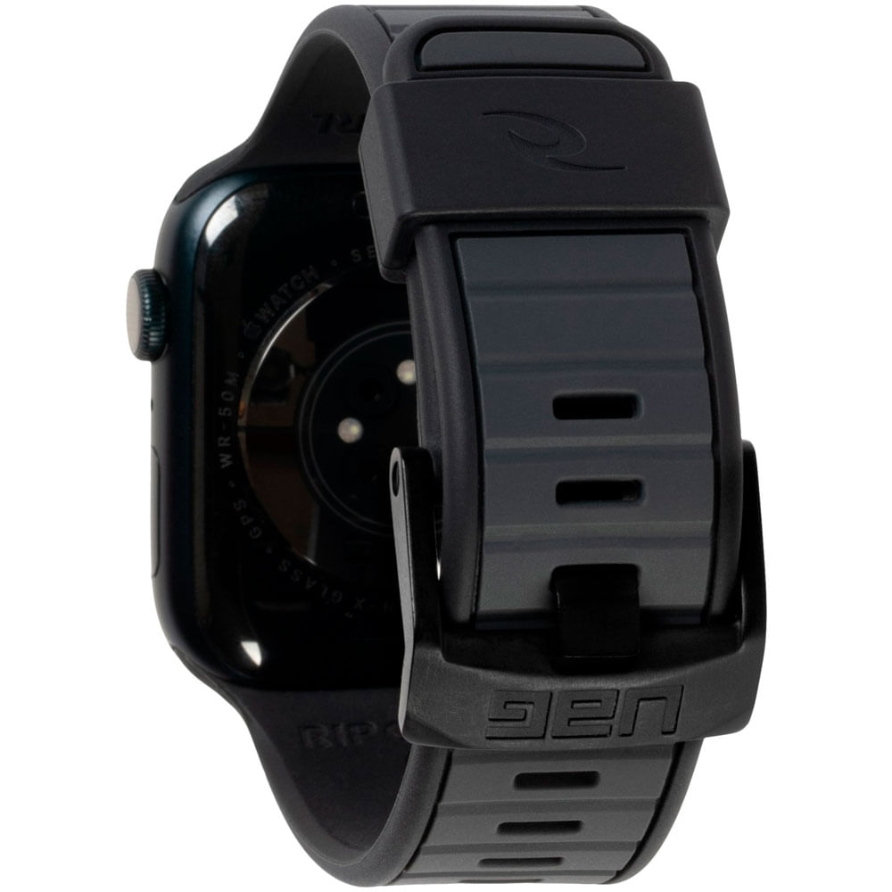 Reloj Smartwatch con correa de esterilla gris gum y correa de piel negra.