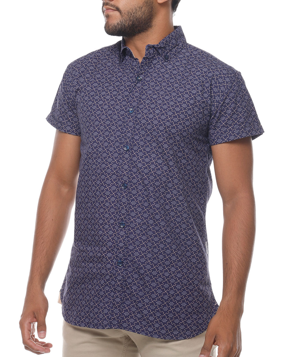 Steel And Jelly Camisa Casual Navy Estampada Para Hombre - Siman Costa Rica