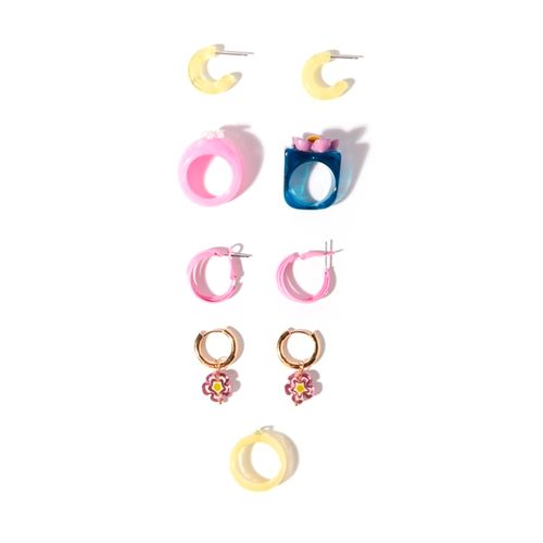 Set de nillos y aretes multicolor para mujer