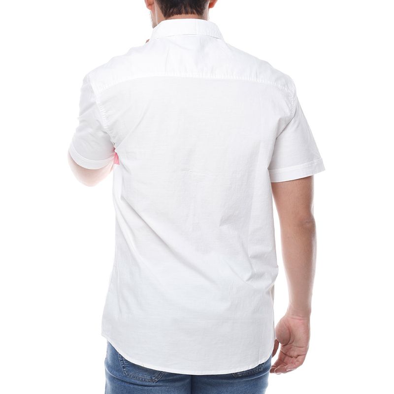 Camisa casual blanca color block para hombre - Siman El Salvador