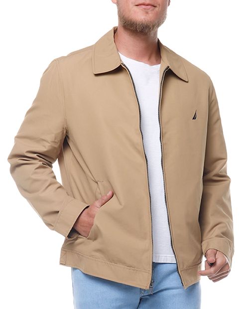 Nautica Chaqueta café sólida para hombre
