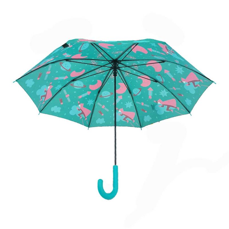 Sombrilla-verde-con-estampado-para-niño