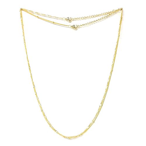 Cadena doble de plata dorado 1mm-45.72 cm para mujer